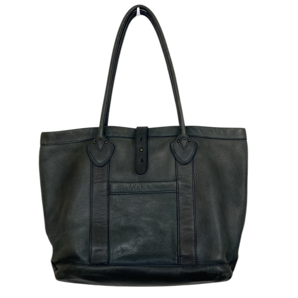 LL Bean Signature Heritage Navy Blue Leather Tote Bag - Picture 1 of 16